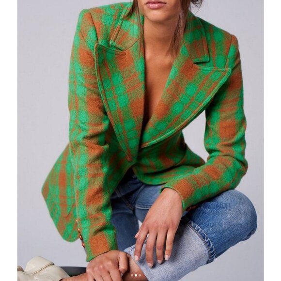 Smythe Checked Birkin Patch Pocket Blazer Multi Size 4 - Picture 2 of 9